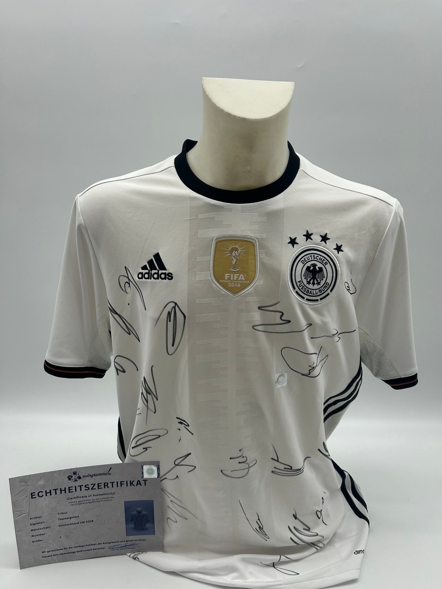 Deutschland Trikot EM 2016 Teamsigniert DFB Fußball  COA Adidas Autogramm  L