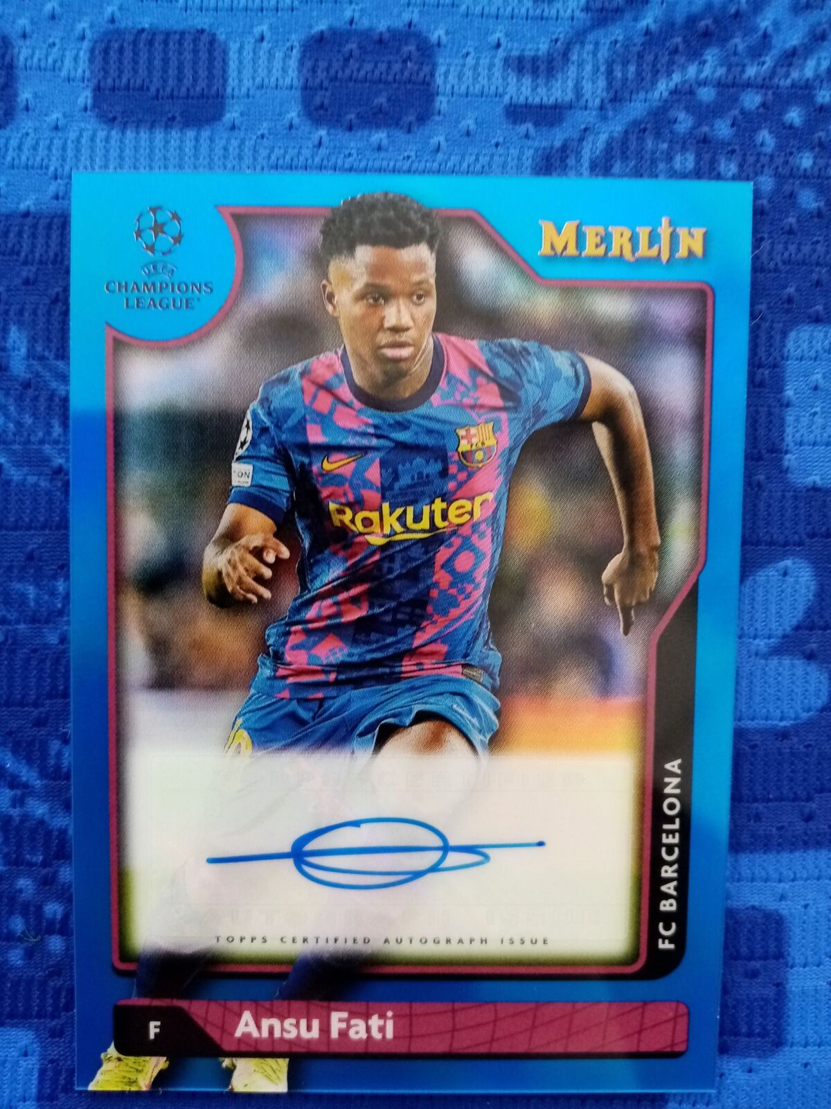 Limitierte Topps Sammelkarte Ansu Fati signiert im Rahmen + FC Barcelona Trikot