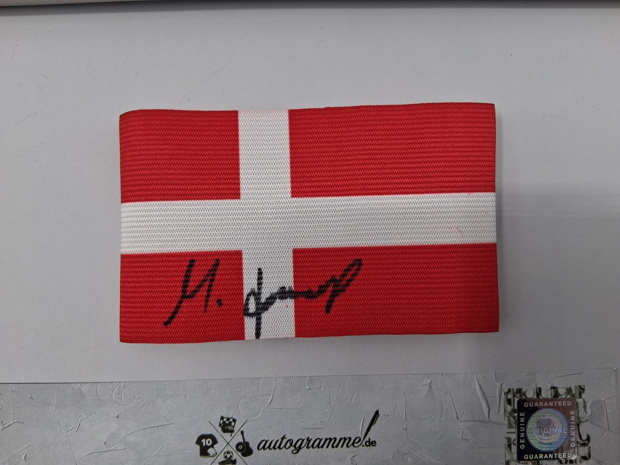 Kapitänsbinde Michael Laudrup signiert im Rahmen Dänemark Autogramm