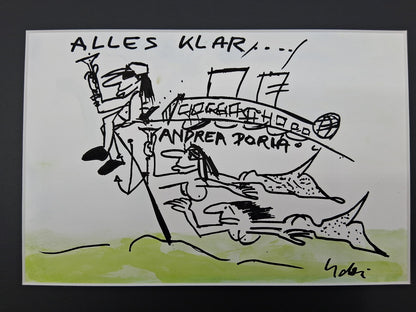 Udo Lindenberg picture "Andrea Doria" in a unique framed painting, liqueur 