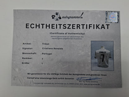 Portugal jersey Cristiano Ronaldo signed autograph COA football white L