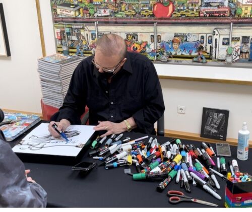 Unique drawing sports car by Charles Fazzino 36x36cm signed autograph