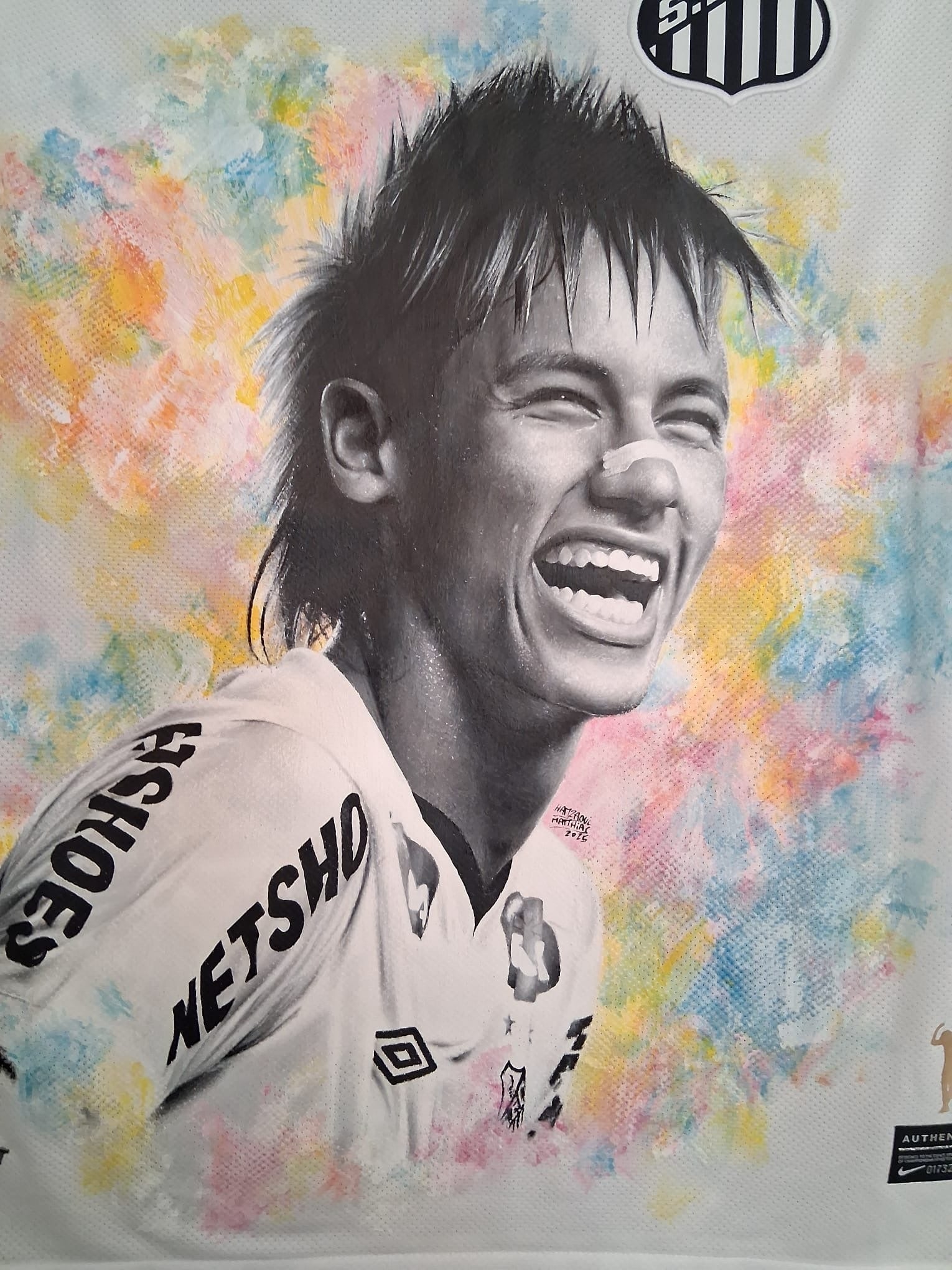 FC Santos jersey portrait Neymar hand painted M