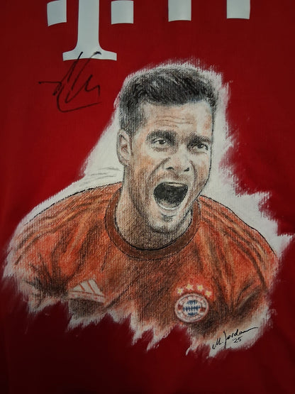 Bayern Munich Trikot Portrait Xabi Alonso hand painted and signed in 2xl