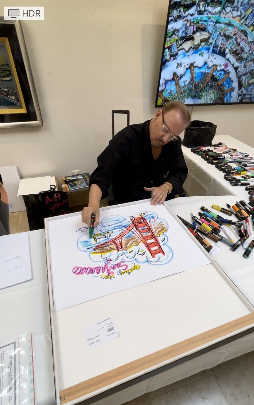 Unique drawing San Francisco by Charles Fazzino 50x65cm Signed autograph