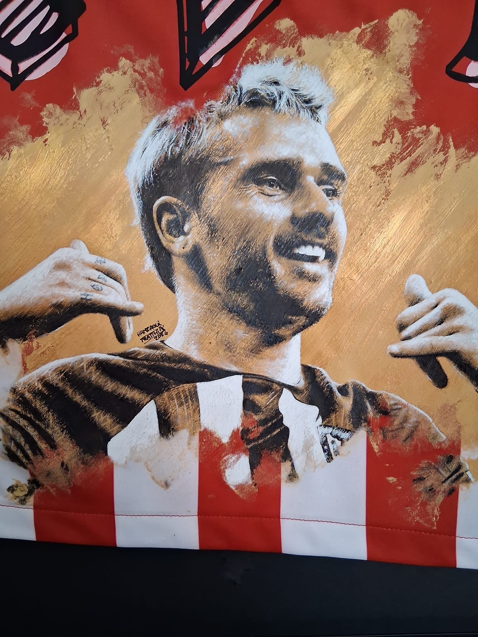 Atletico Madrid jersey portrait Antoine Griezmann hand painted M