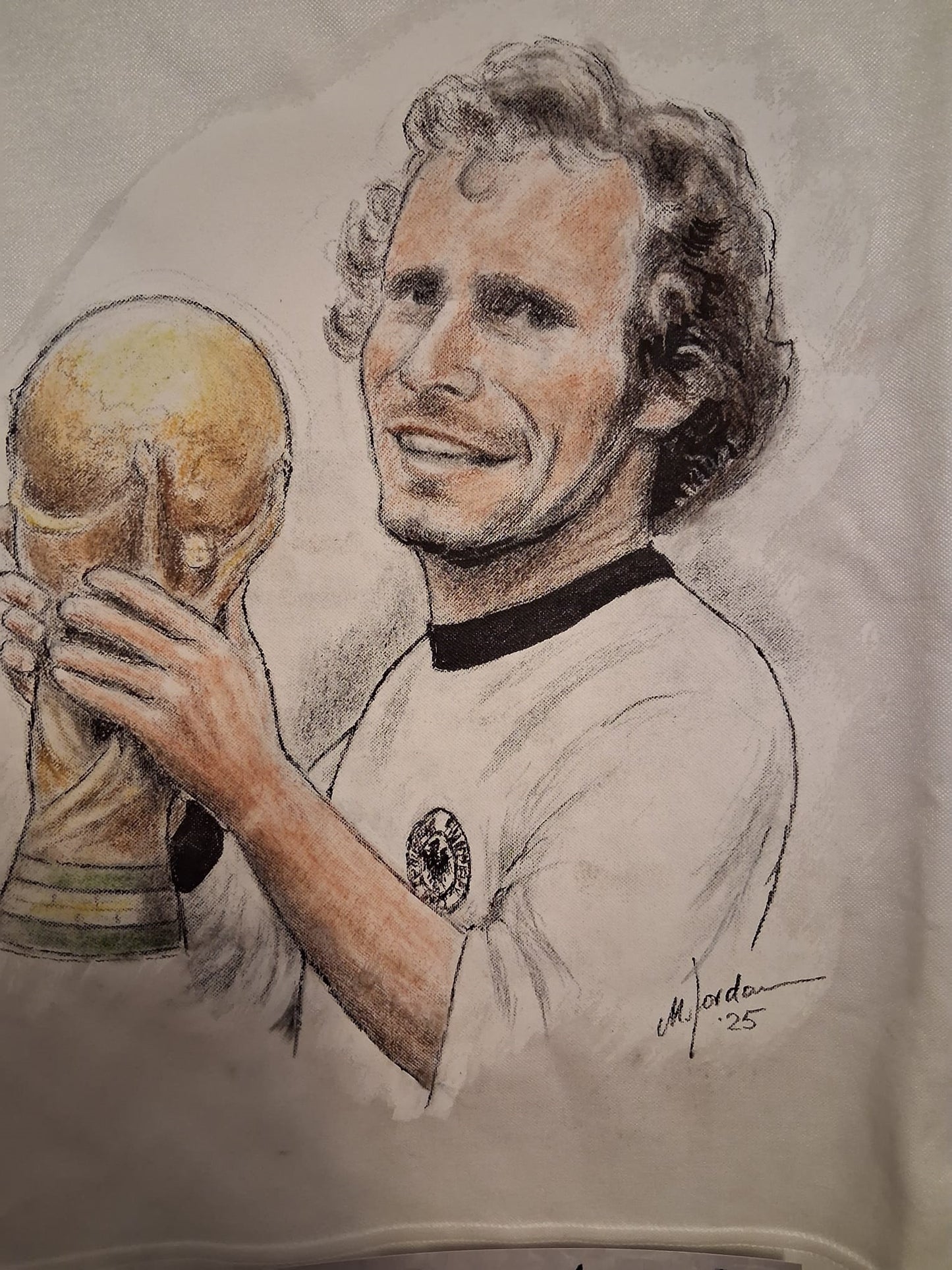 DFB Trikot Portrait Berti Vogts handgemalt und signiert im Rahmen M