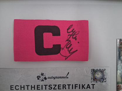 Kapitänsbinde Karl-Heinz Körbel signiert im Rahmen Eintracht Frankfurt Autogramm COA