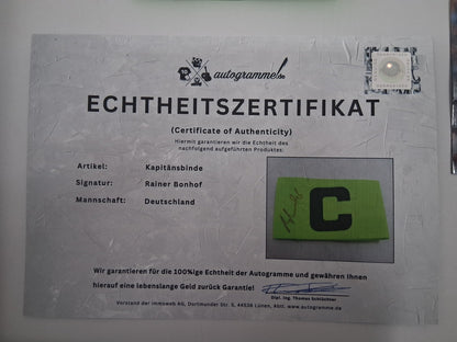 Kapitänsbinde Rainer Bonhof signiert im Rahmen Deutschland DFB