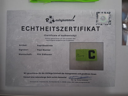 Kapitänsbinde Paul Wanner signiert im Rahmen PSV Eindhoven Autogramm Niederlande