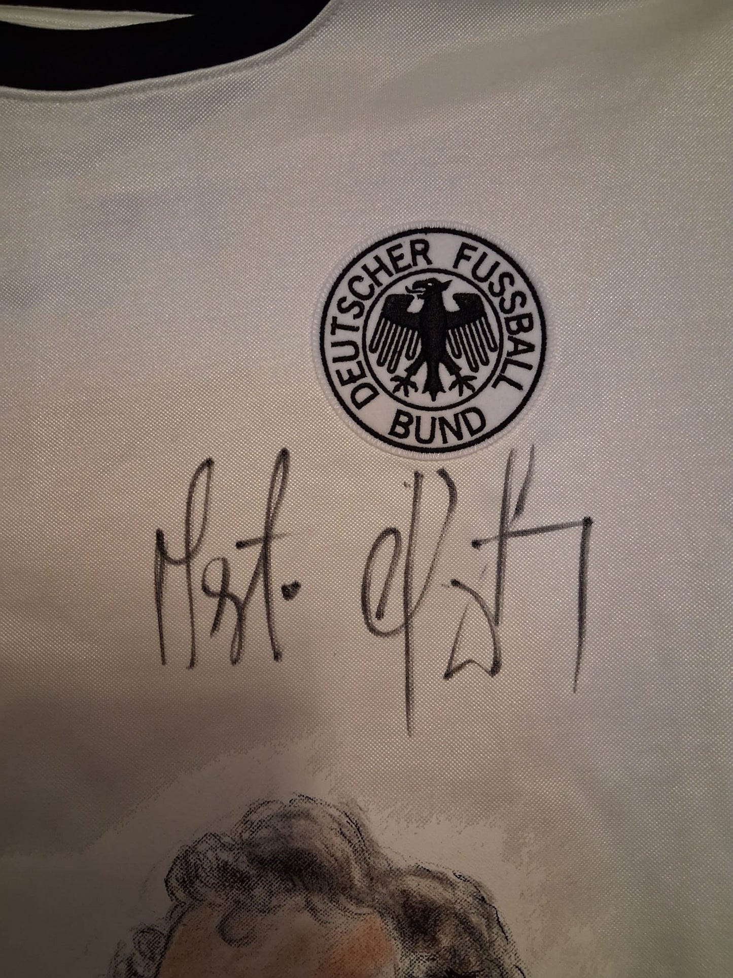 DFB Trikot Portrait Berti Vogts handgemalt und signiert im Rahmen M