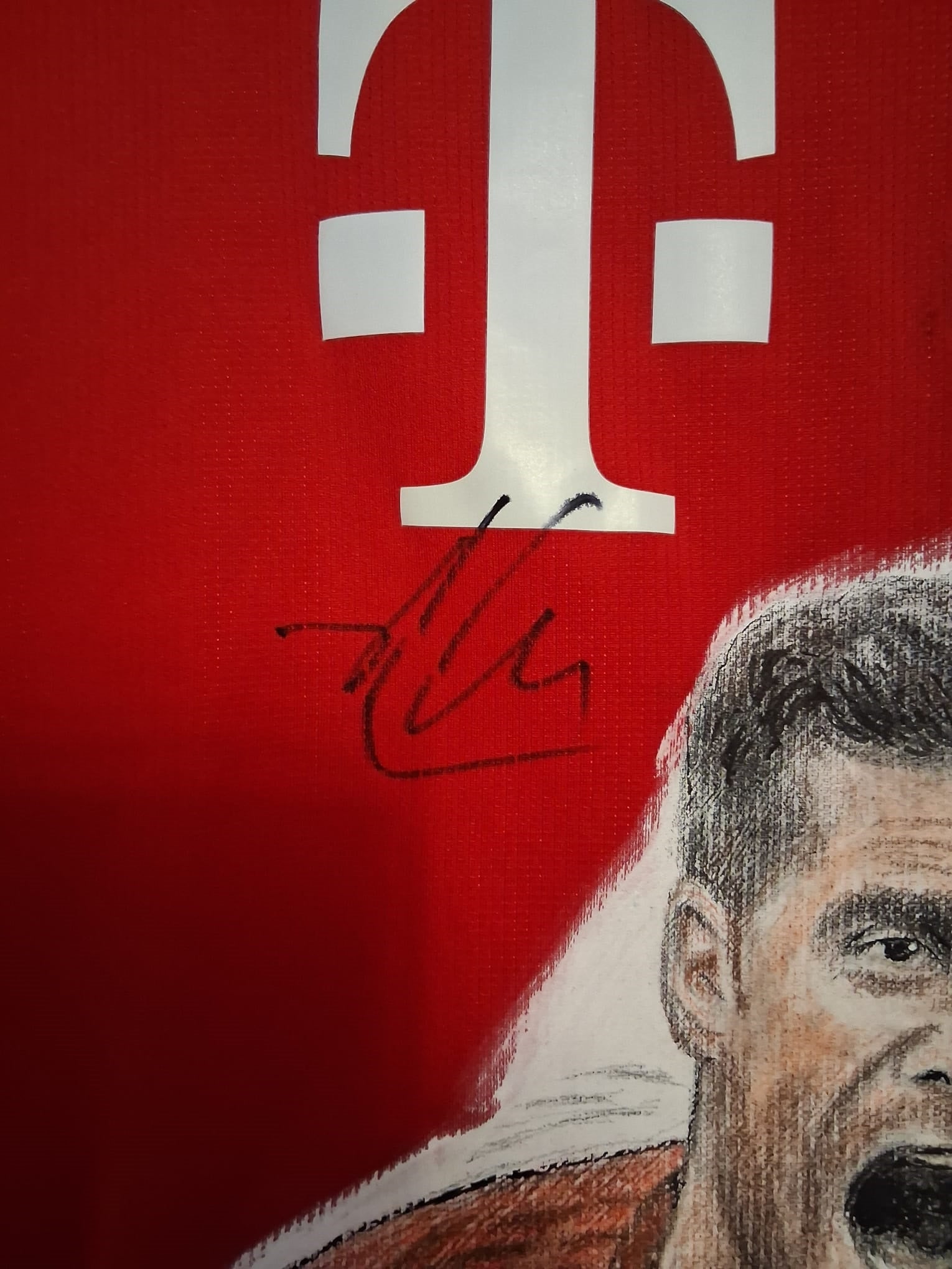 Bayern Munich Trikot Portrait Xabi Alonso hand painted and signed in 2xl