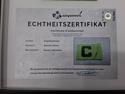 Captain's armband signed by Manuel Neuer as part of a Bayern Munich football autograph