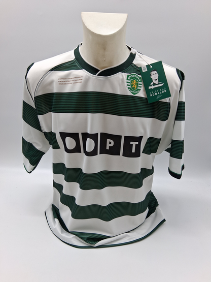 Sporting Lisbon jersey signed by Cristiano Ronaldo, autographed football COA XL