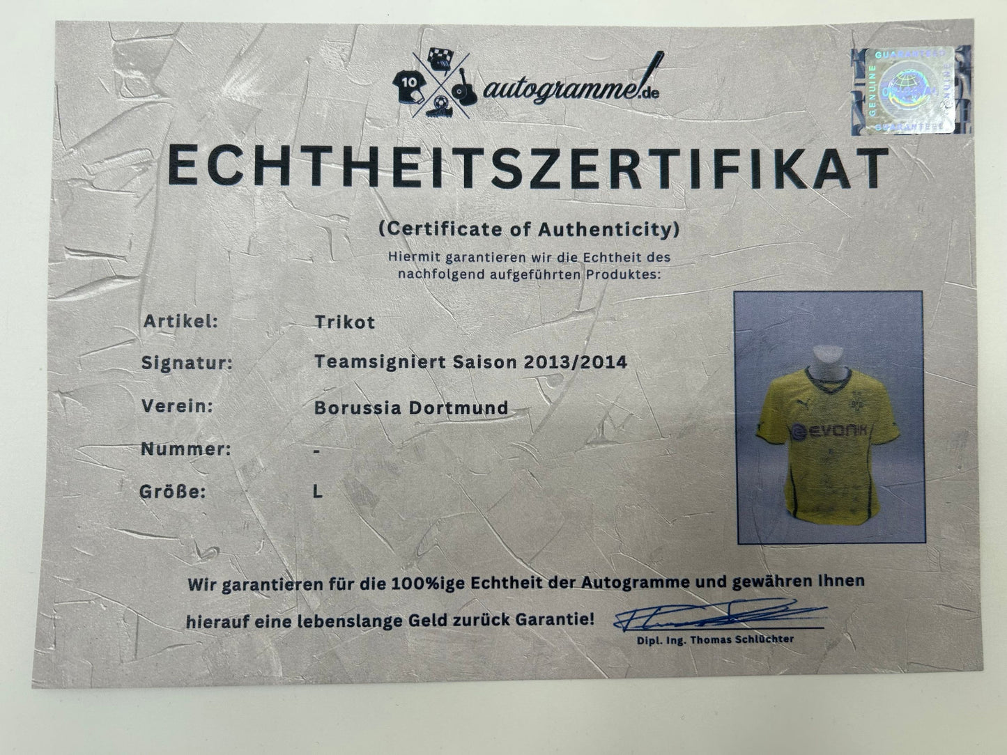 BVB Trikot 2013/2014 Teamsigniert Borussia Dortmund COA Neu Puma L