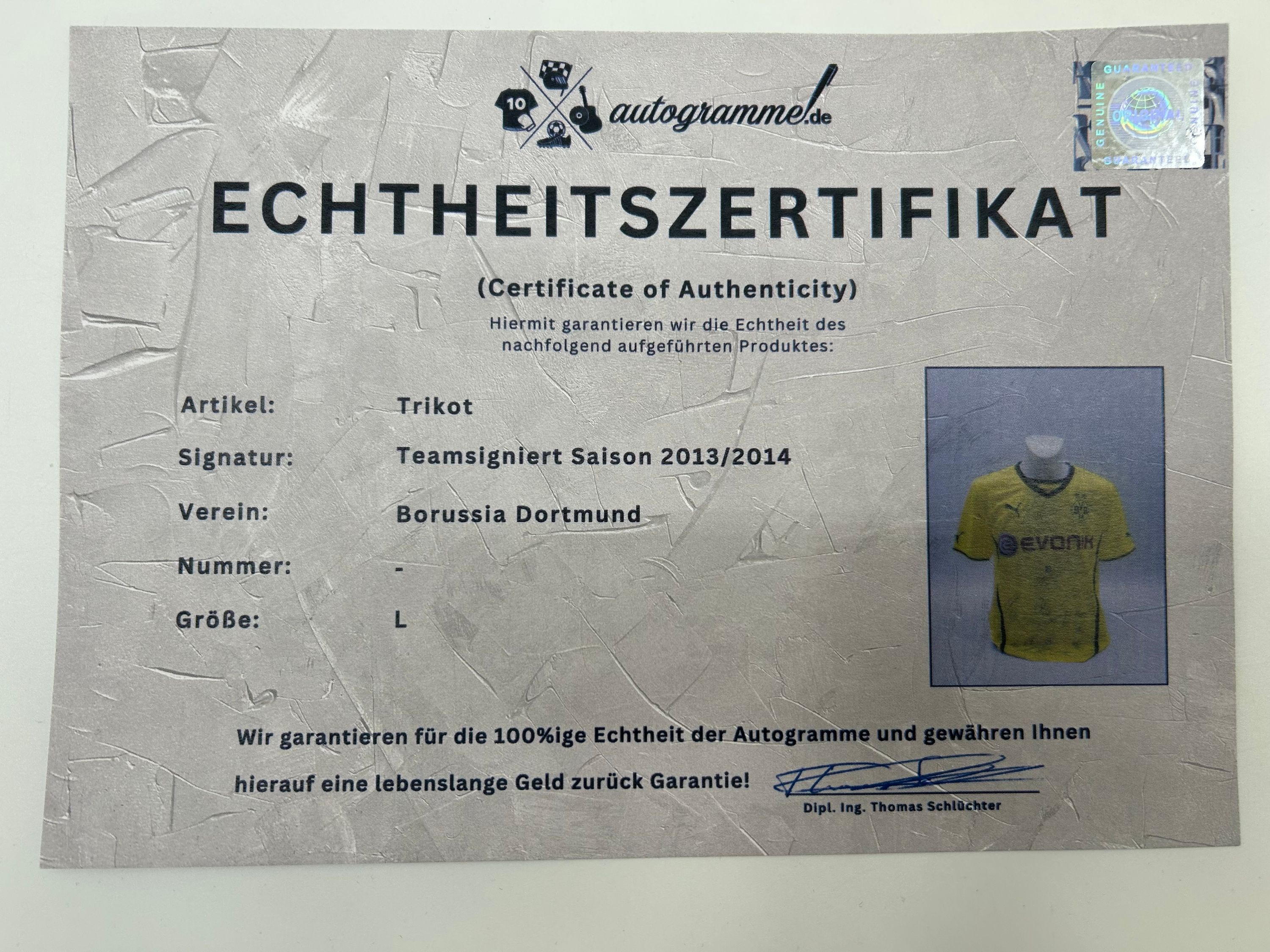 BVB jersey 2013/2014 team signed Borussia Dortmund Coa Neu Puma L