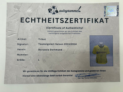 BVB jersey 2013/2014 team signed Borussia Dortmund Coa Neu Puma L