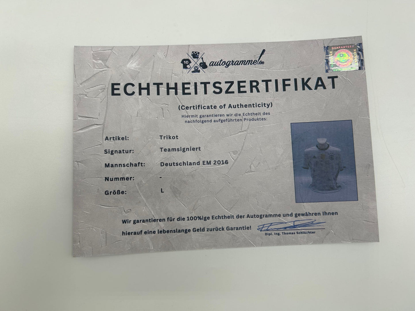 Deutschland Trikot EM 2016 Teamsigniert DFB Fußball  COA Adidas Autogramm  L