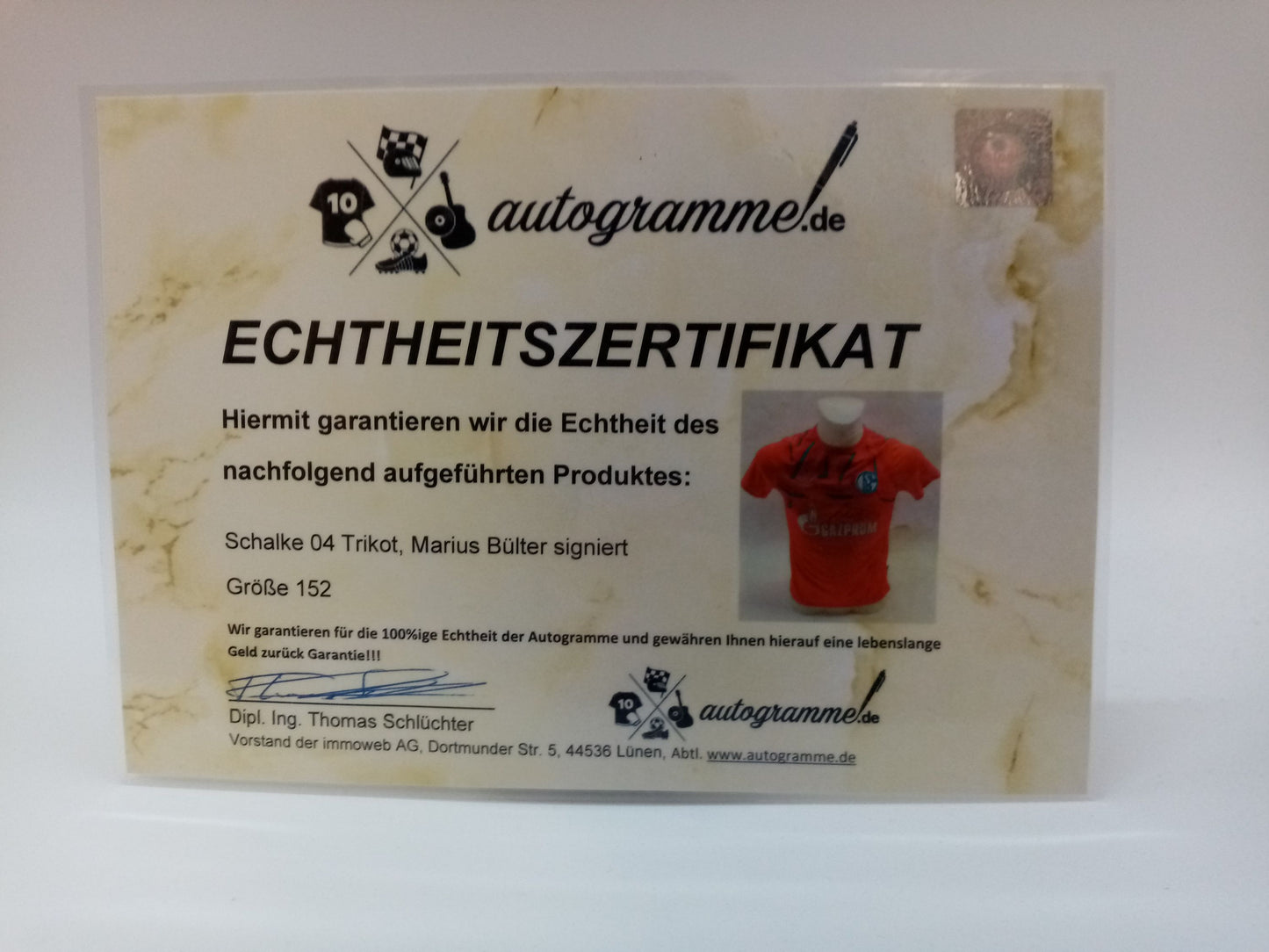 Schalke 04 jersey Marius Bülter signed in frame COA Umbro football 152