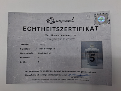 Real Madrid Trikot Jude Bellingham signiert Autogramm Adidas COA L