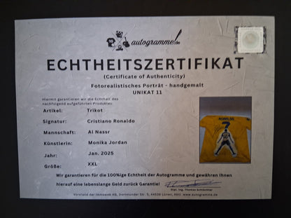 Al Nassr jersey portrait ronaldo hand painted and signed in the framework of XXL