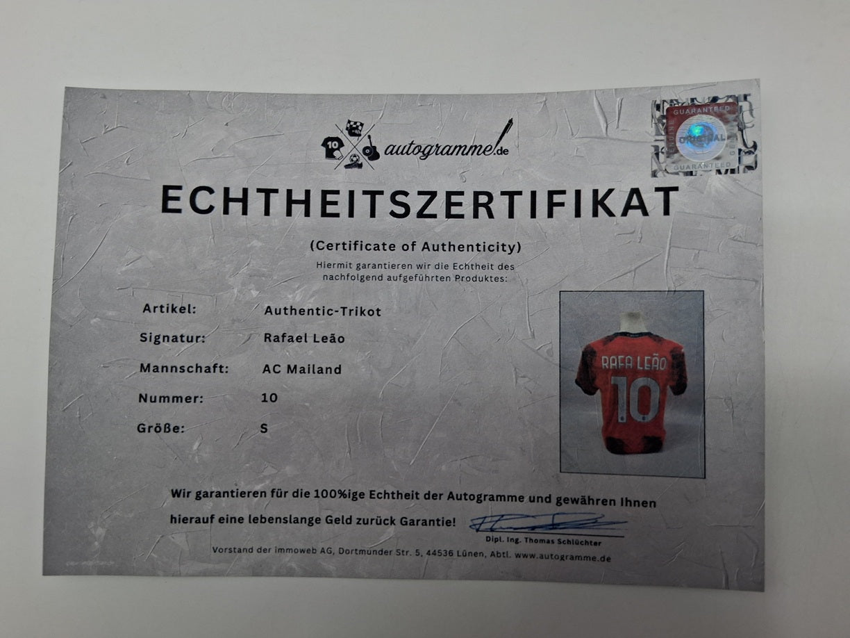AC Mailand Authentic-Trikot Rafael Leao signiert Autogramm Puma COA S