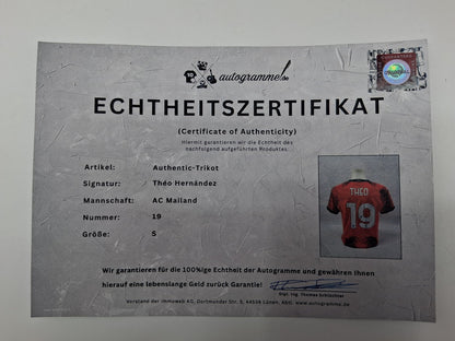 AC Mailand Authentic-Trikot Theo Hernandez signiert Autogramm Puma COA S