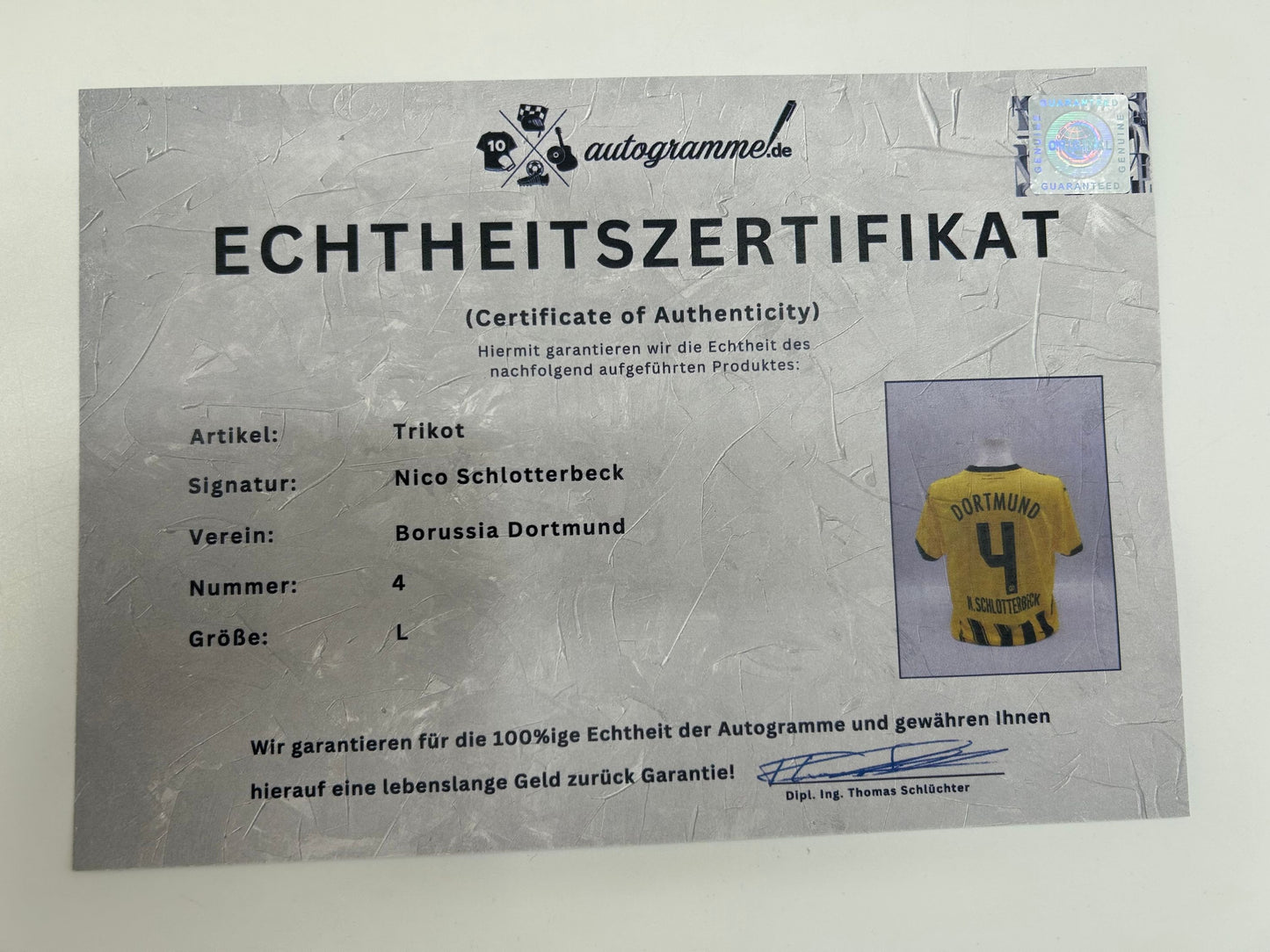 Borussia Dortmund Trikot BVB Nico Schlotterbeck signiert  Autogramm Puma L