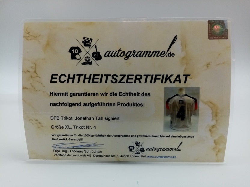 DFB Trikot Jonathan Tah signiert Deutschland DFB Autogramm Adidas EM 2024 XL