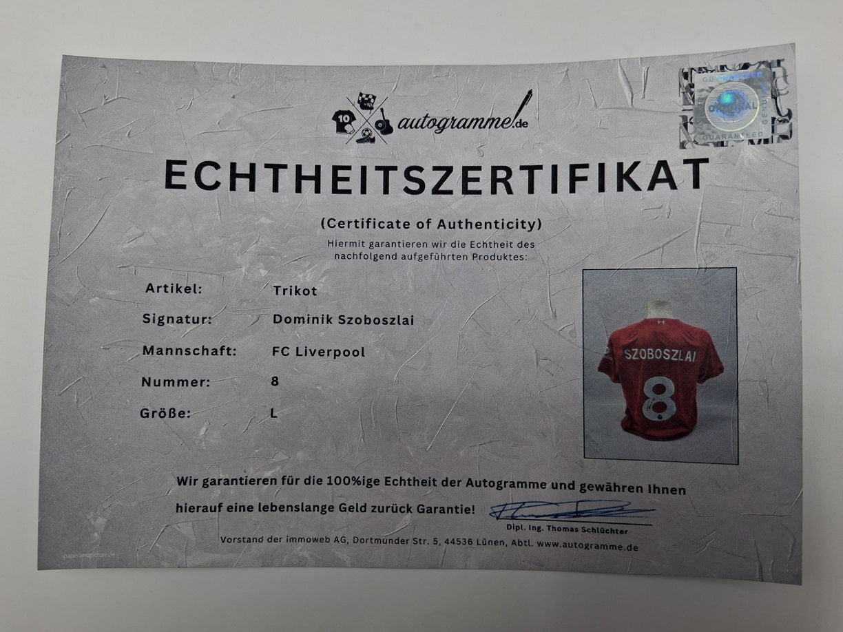 FC Liverpool Trikot Dominik Szoboszlai signiert Autogramm Nike Neu L