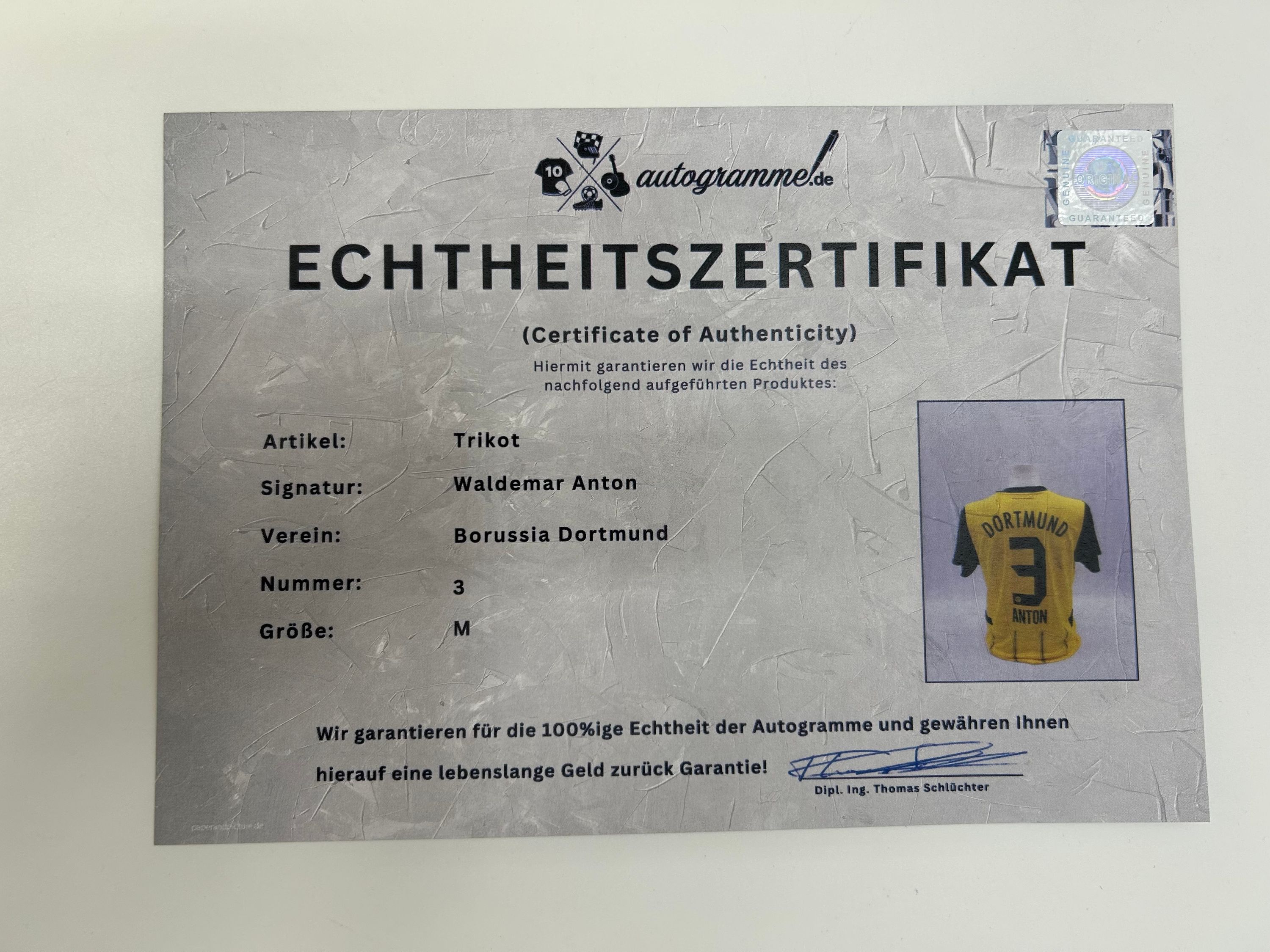 Borussia Dortmund jersey Waldemar Anton signed BVB autograph Puma M