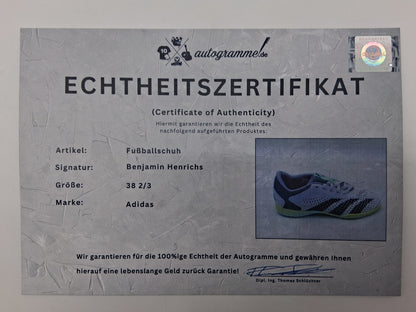 Football boots signed by Benjamin Henrichs, Bundesliga brand, Adidas size 38 2/3