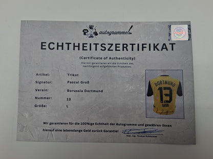 Borussia Dortmund jersey pascal large signed autograph bvb puma l