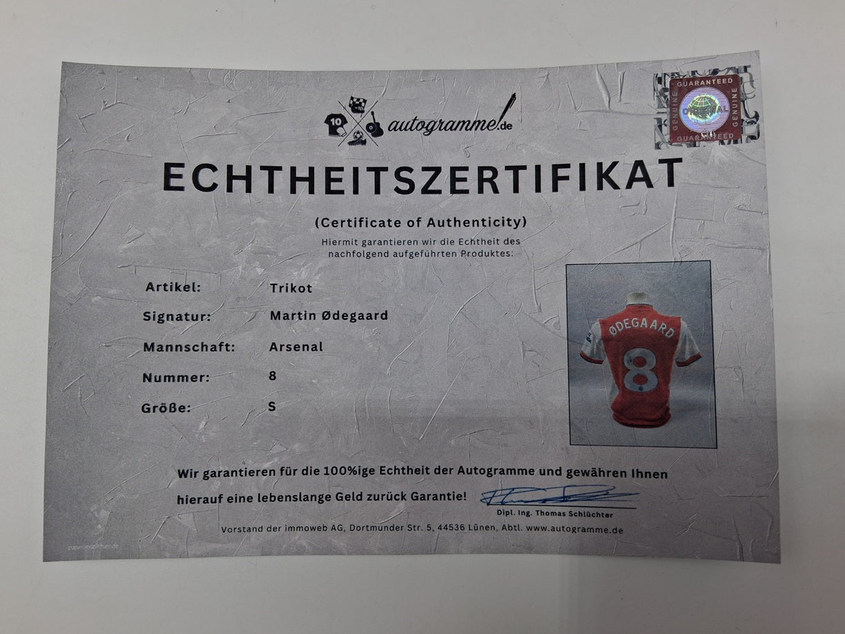 Arsenal London Trikot Martin Odegaard signiert Autogramm Adidas Neu S