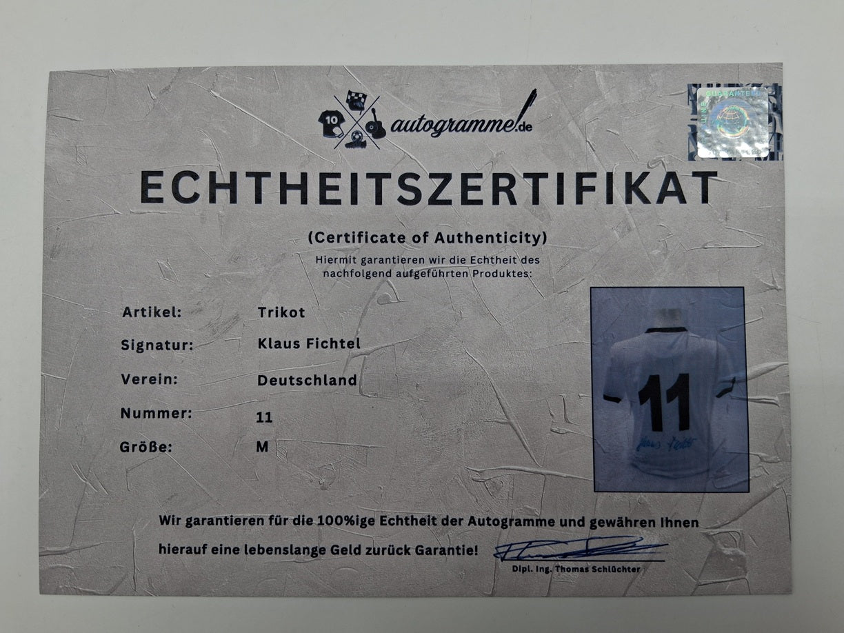 Germany repro jersey Klaus Fichtel signed new DFB autograph m