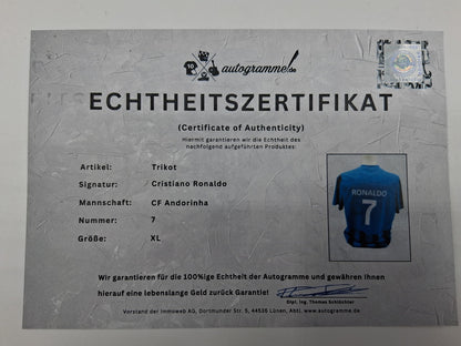 CF Andorinha Trikot Cristiano Ronaldo signiert Autogramm CFA Fußball COA XL