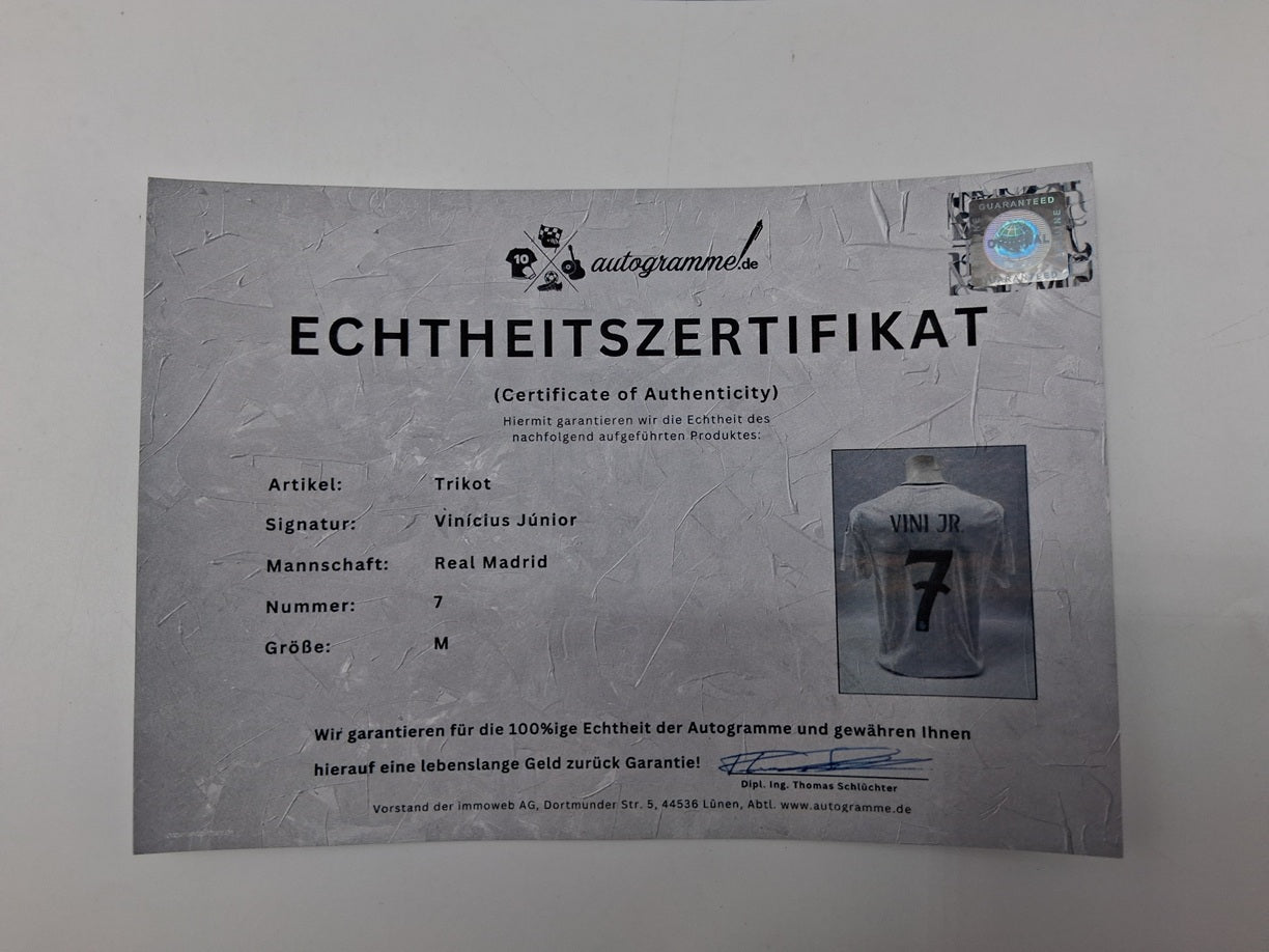 Real Madrid Trikot Vinicius Junior signiert Autogramm Adidas COA M