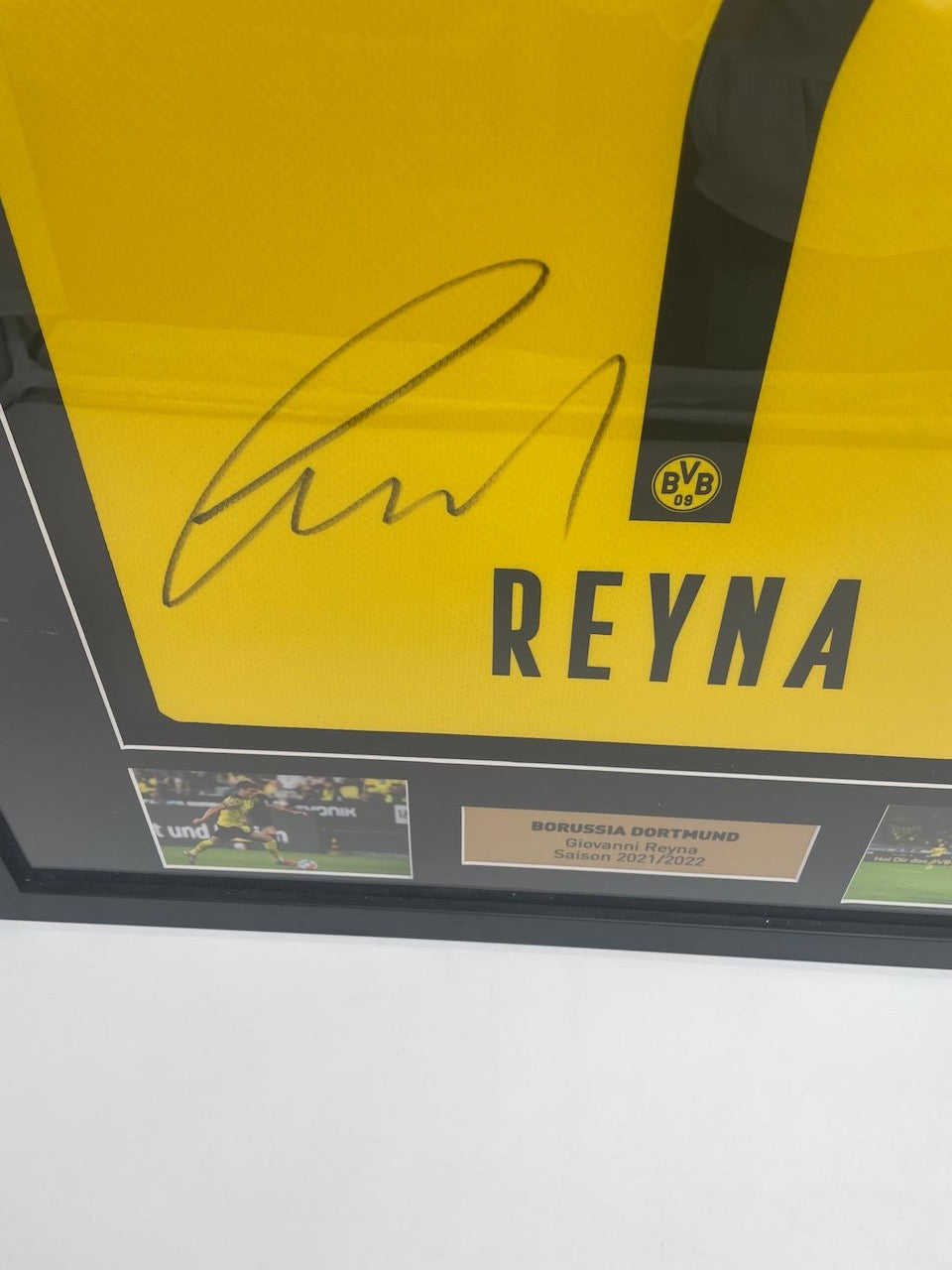 Borussia Dortmund Trikot Giovanni Reyna signiert im Rahmen Puma COA BVB