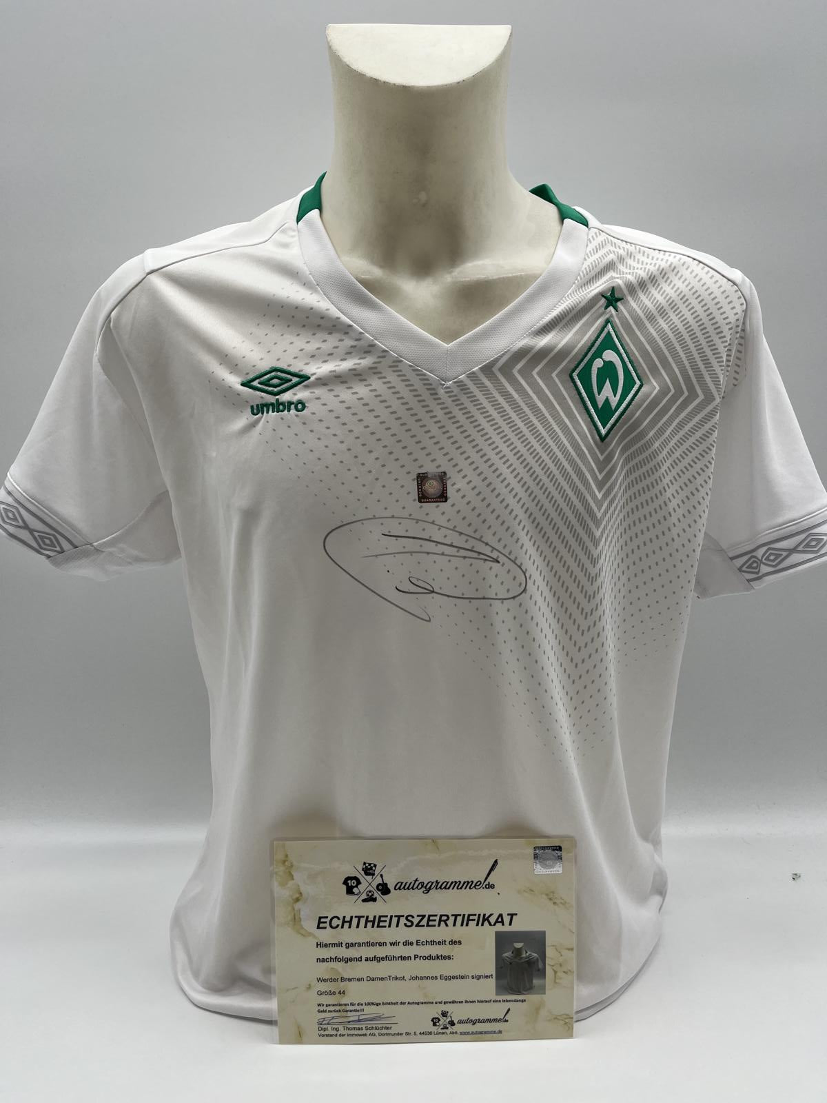 Werder Bremen jersey Johannes Eggestein signed autograph Umbro women's size 44