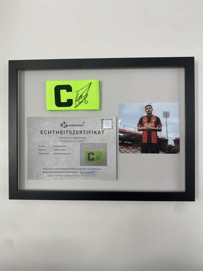 Captain's armband signed by Julian Araujo in a frame AFC Bournemouth football autograph