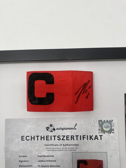 Captain's armband Joshua Kimmich signed in a Bayern Munich autograph COA frame