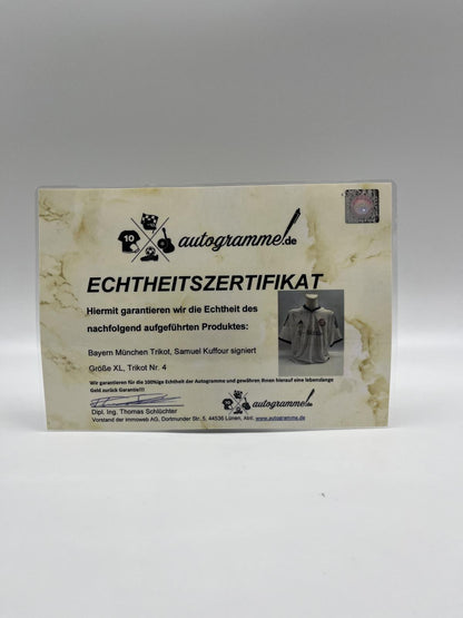 Bayern Munich jersey Samuel Kuffour signed Adidas FCB Autogram COA XL