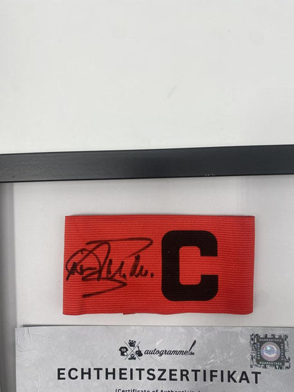 Kapitänsbinde Paul Breitner signiert im Rahmen DFB Fußball Autogramm COA