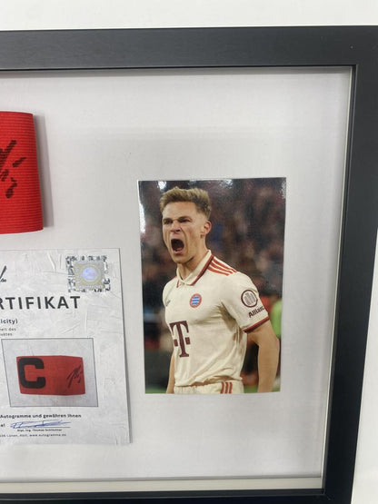 Captain's armband Joshua Kimmich signed in a Bayern Munich autograph COA frame