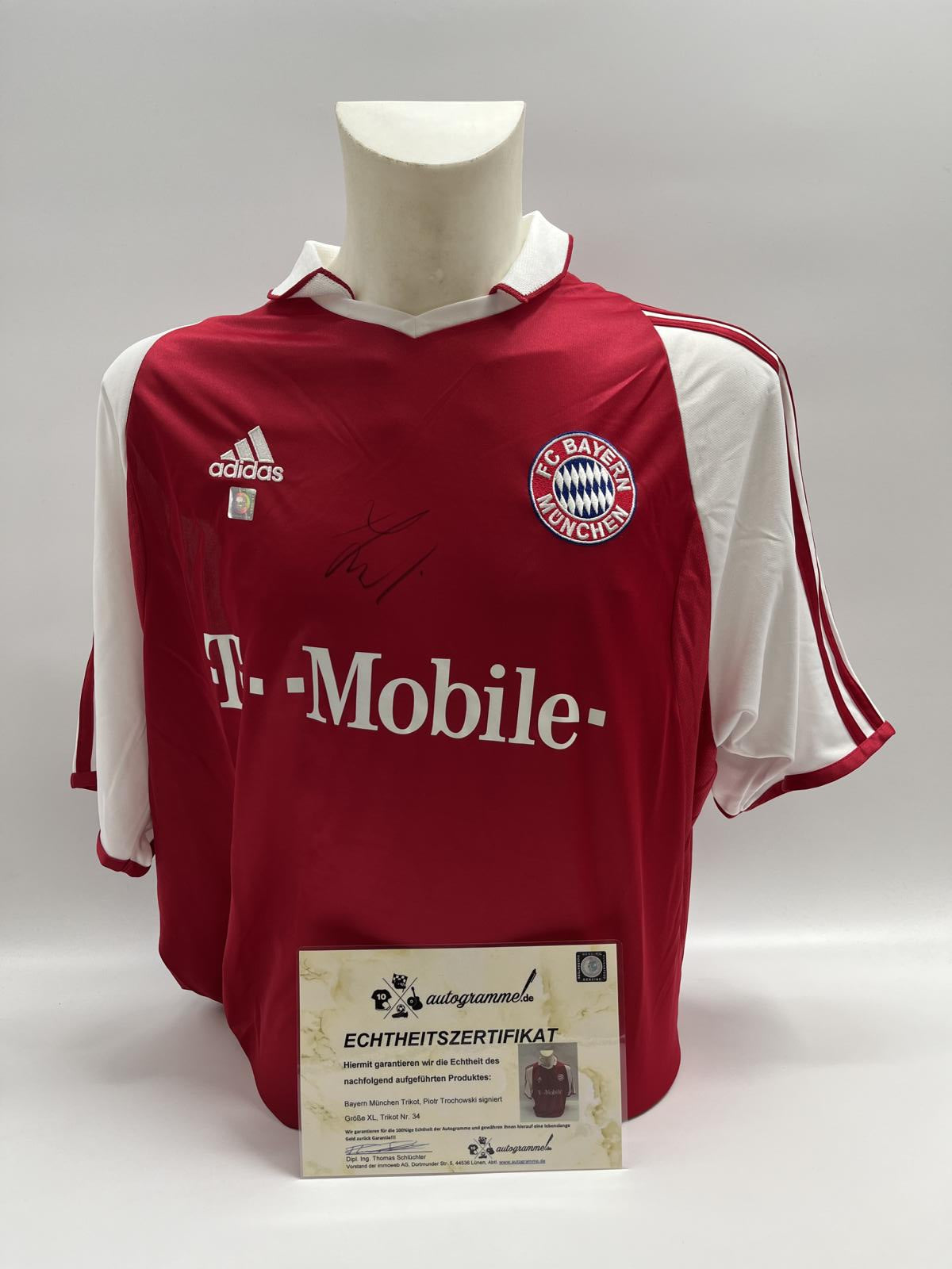 Bayern Munich jersey Piotr Trochowski signed Adidas FCB autograph COA XL