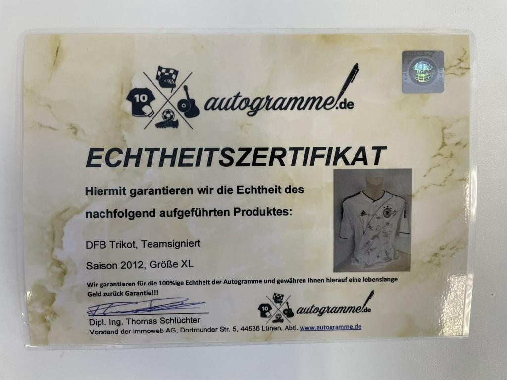 Deutschland Trikot EM 2012 Teamsigniert DFB Fußball Autogramm COA Adidas Neu XL