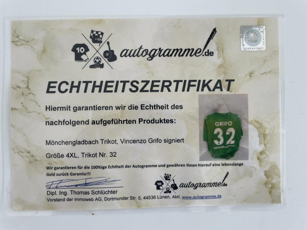 Borussia Mönchengladbach jersey Vincenzo Grifo signed BMG autograph football Kappa 4XL