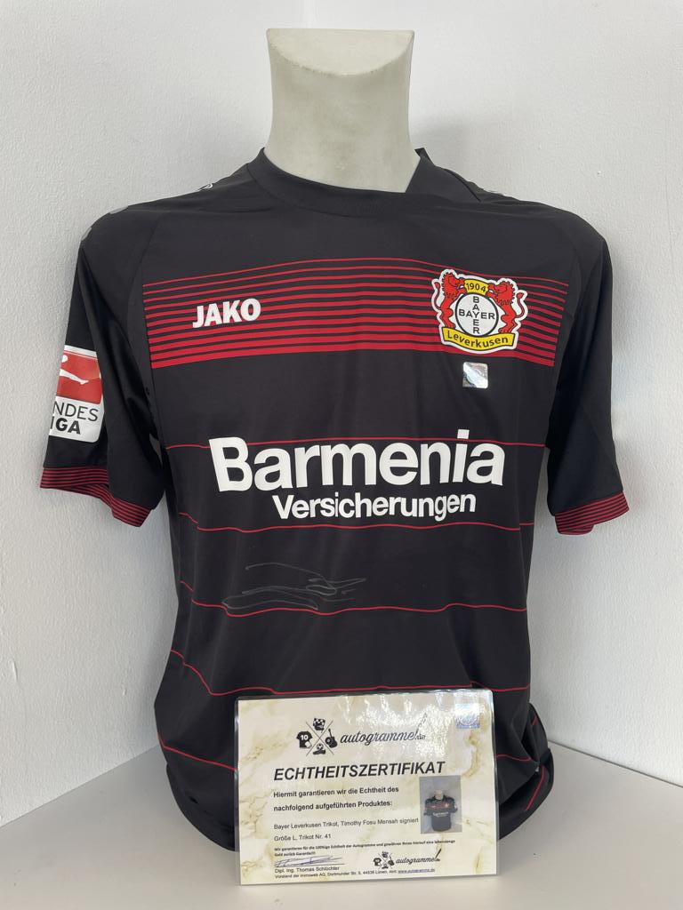 Bayer Leverkusen jersey Timothy Fosu-Mensah signed autograph football COA Jako L