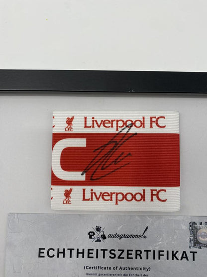 Kapitänsbinde Xabi Alonso signiert im Rahmen FC Liverpool Autogramm COA