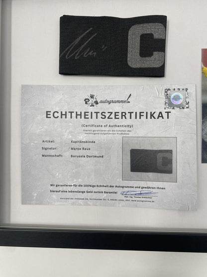 Captain's armband signed by Marco Reus in a Borussia Dortmund autograph COA frame